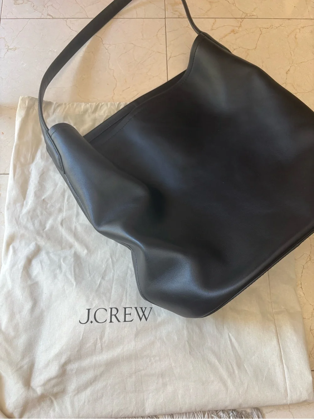 J. Crew Black Leather Messenger Shoulder Bag